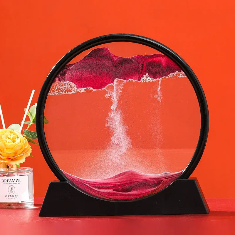 3D Moving Sand Art Deep Sea Sandscape | Round Glass Desk Decor & Gift