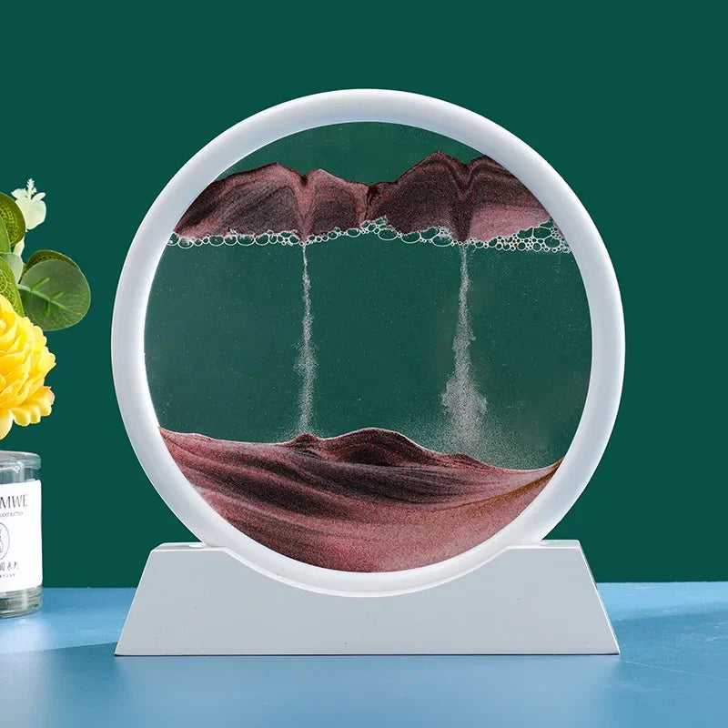 3D Moving Sand Art Deep Sea Sandscape | Round Glass Desk Decor & Gift