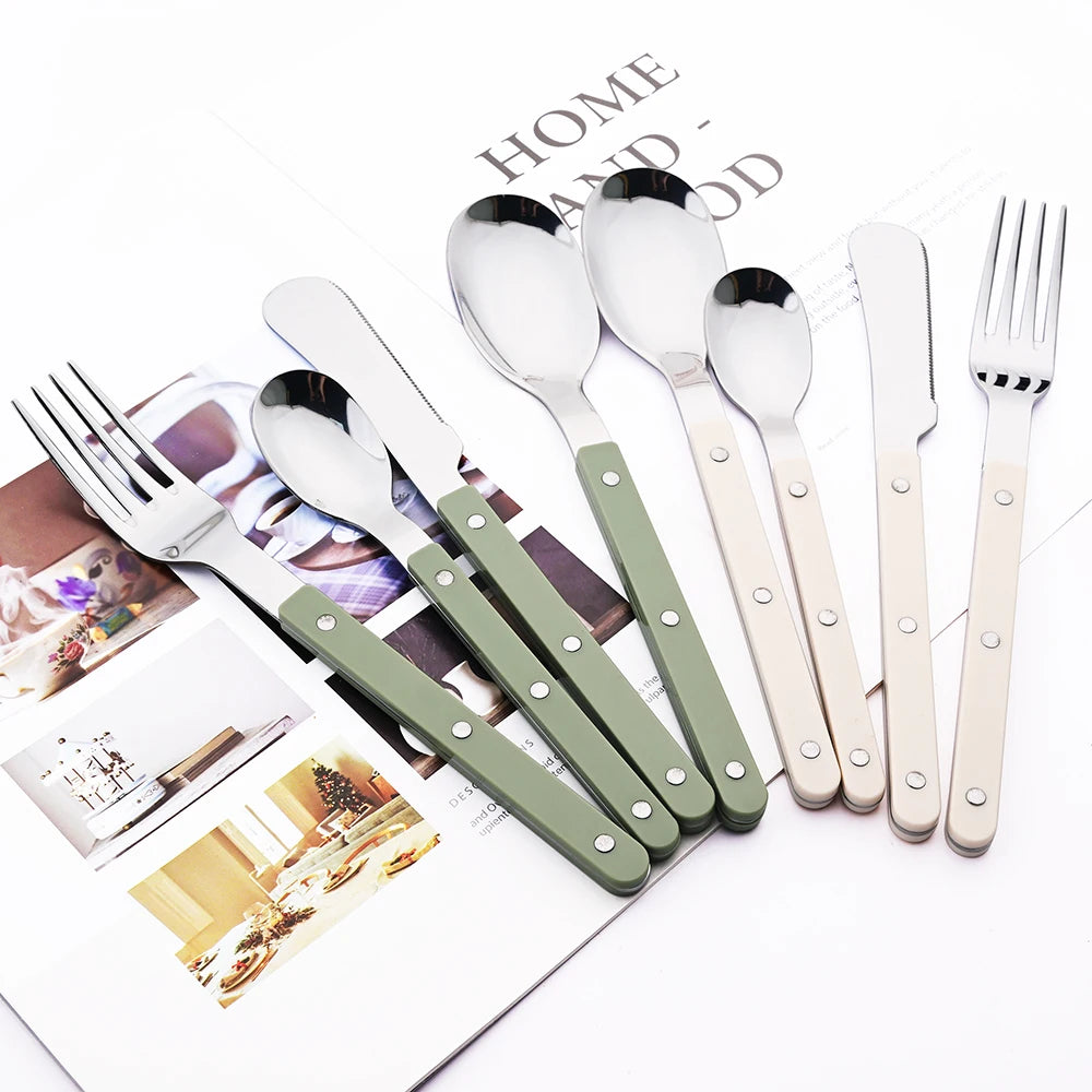 Elegant Beige Silver Cutlery Set | Premium Dining Tableware