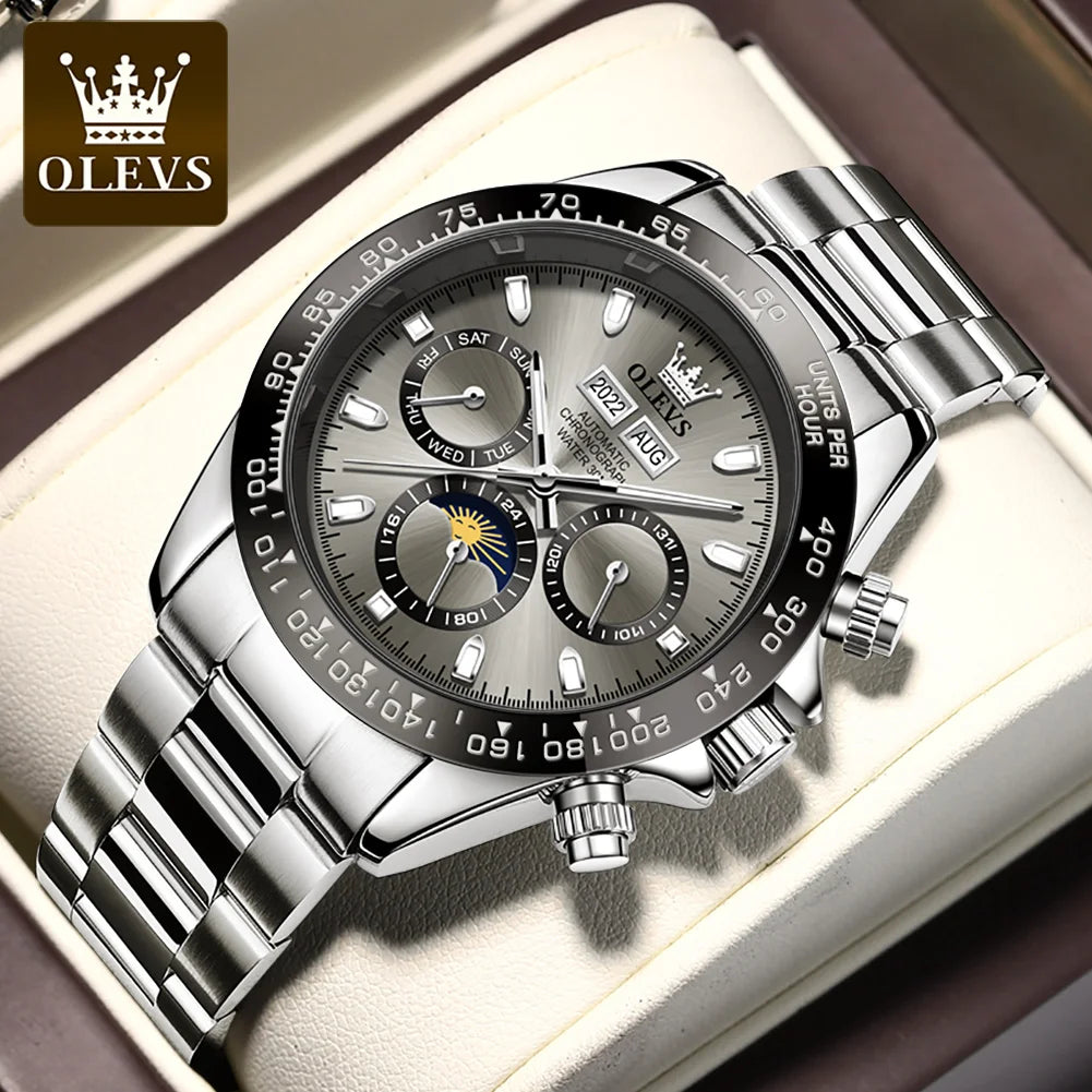 OLEVS 6654 Luxury Automatic Mechanical Chronograph Men's Watch Waterproof Luminous