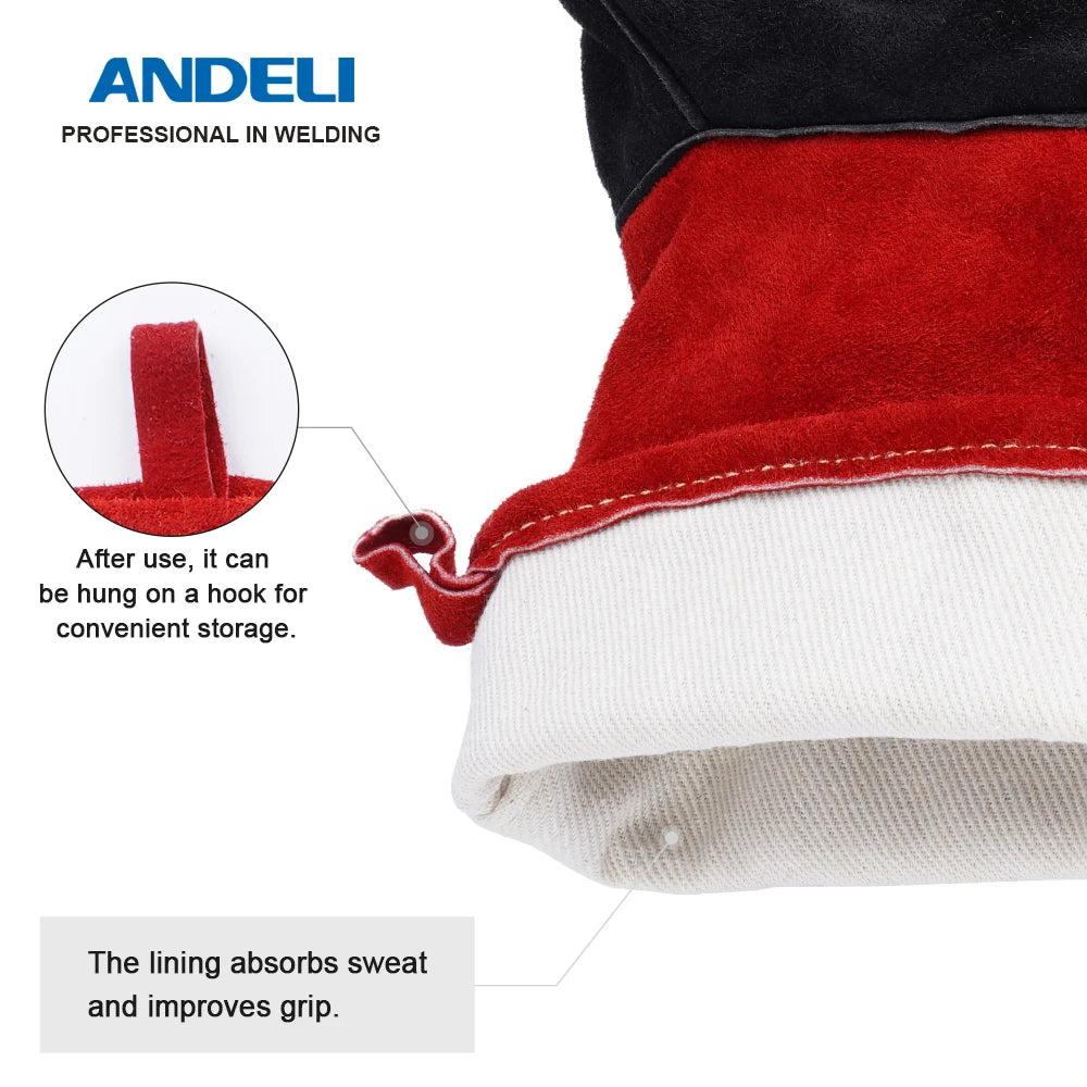 ANDELI 14inch Welding Gloves - TIG/MIG/BBQ Heat Resistant Long Sleeve