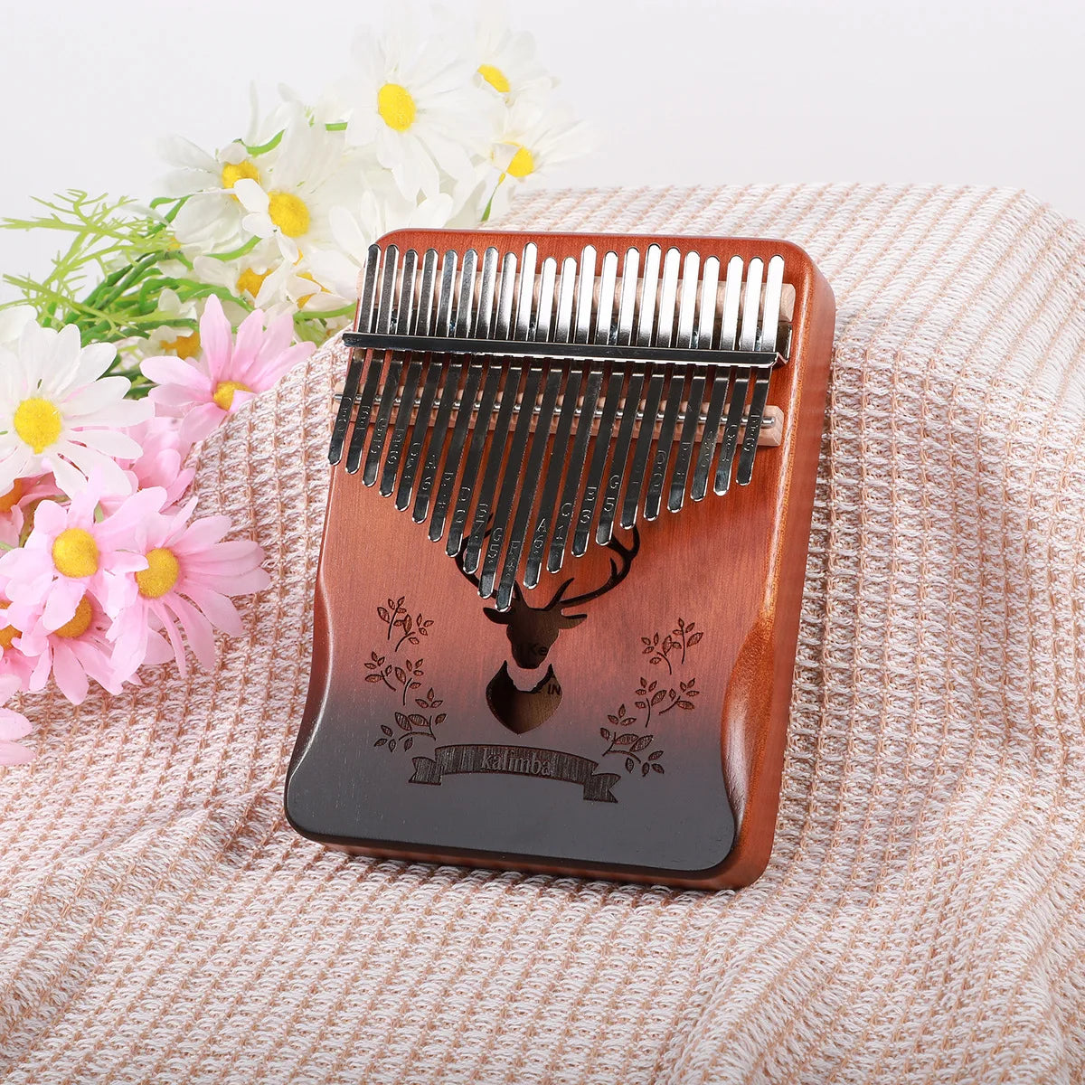 21 Key Mahogany Kalimba - Portable Thumb Piano for Beginners