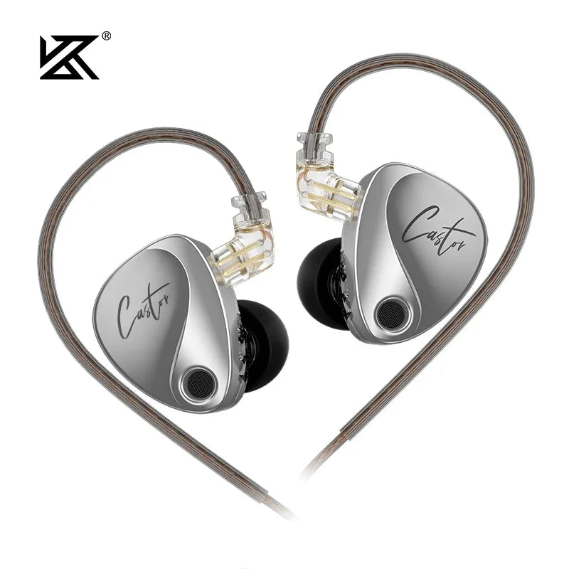 KZ Castor 2DD Dynamic In-Ear Earphones - High-End Tunable HiFi Bass Monitor Headphones