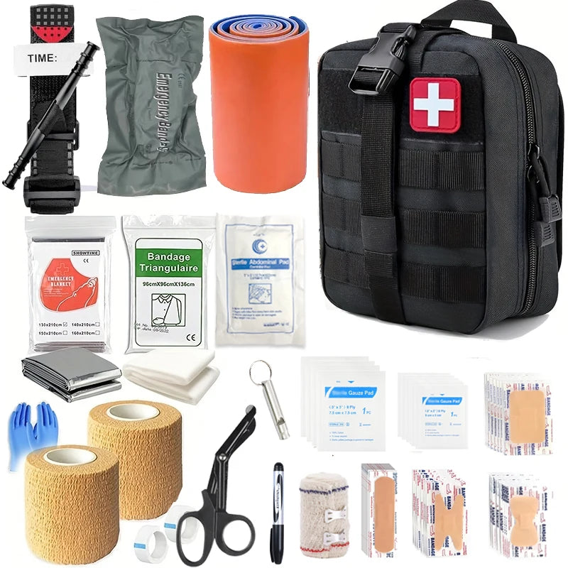 131-Piece Military First Aid Trauma Kit with Tourniquet | Emergency Survival Gear