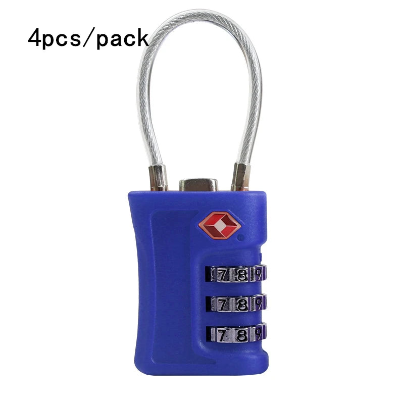 TSA Approved Luggage Locks 4-Pack - 3-Digit Combination Travel Security