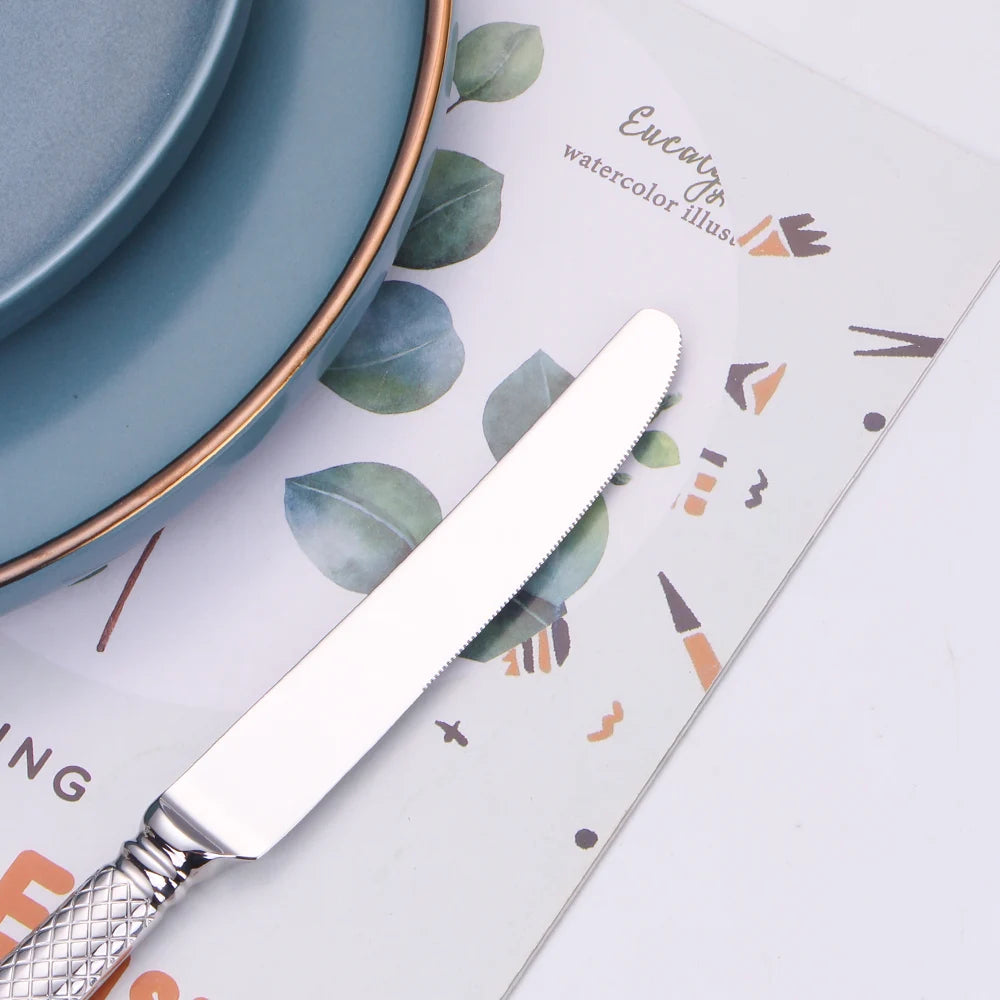 Vabena 4 Pcs Luxury Vintage Stainless Steel Flatware Set