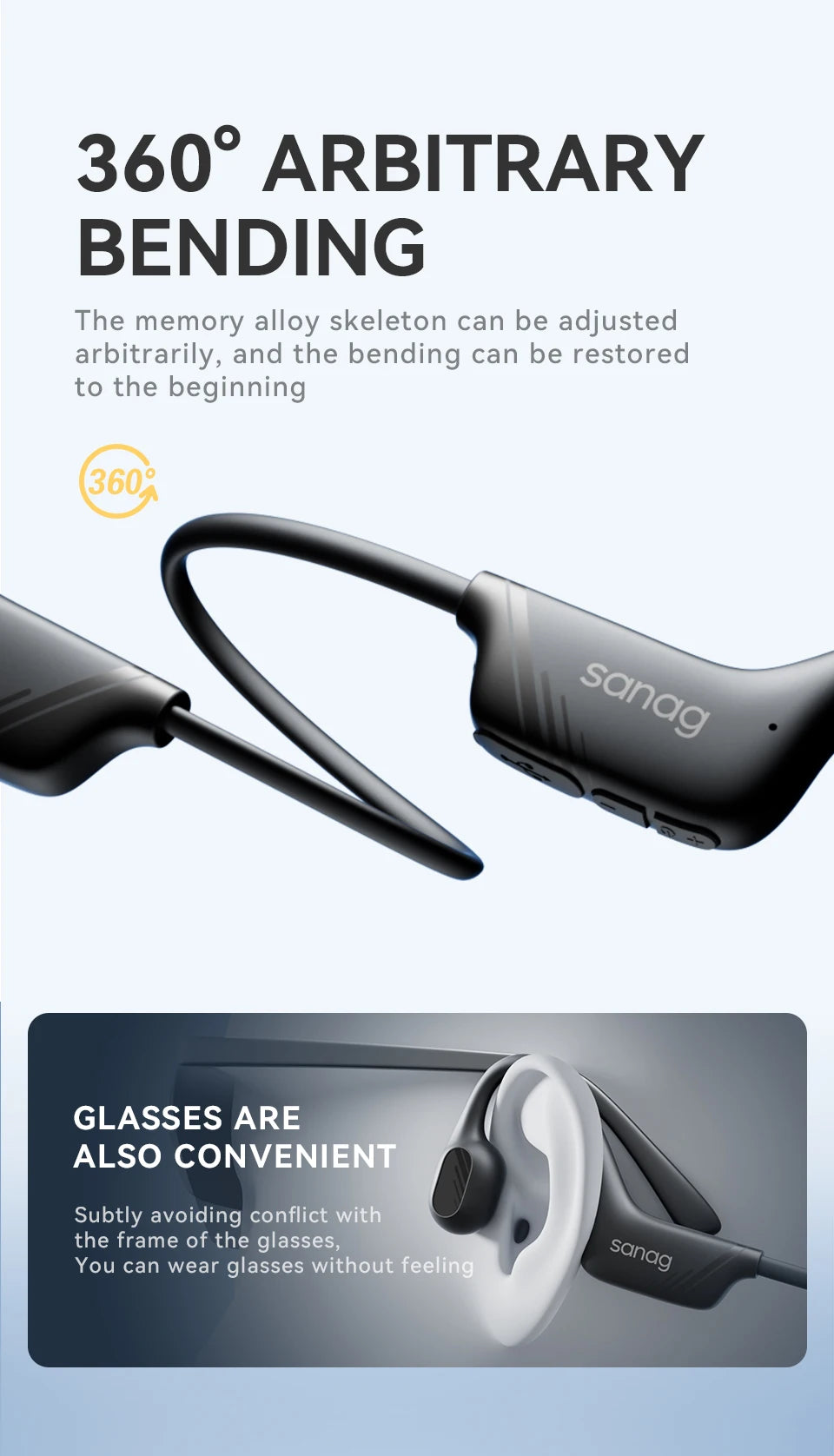 Sanag B21S True Bone Conduction Bluetooth Earphones | HiFi Wireless Headset