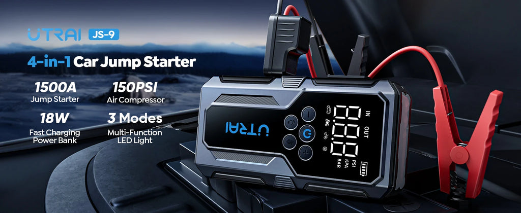 UTRAI 1500A Jump Starter Air Compressor & Power Bank | Emergency Car Kit