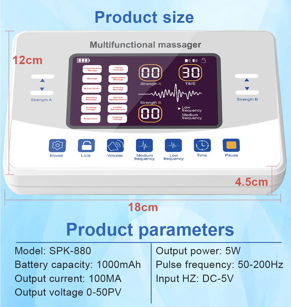 EMS TENS Unit Electric Muscle Stimulator | Rechargeable Pulse Massager for Pain Relief & Recovery
