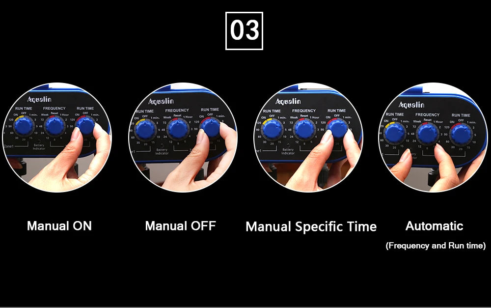 Automatic Garden Water Timer, 2 Outlet Ball Valve, 4 Dials, 0 Pressure Irrigation Controller for Yard