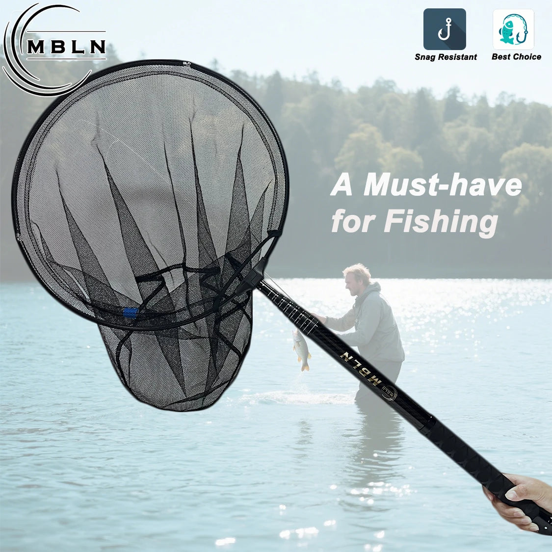 MBLN Carbon Fiber Telescopic Shovel Net | 3m Pole, 45cm Head