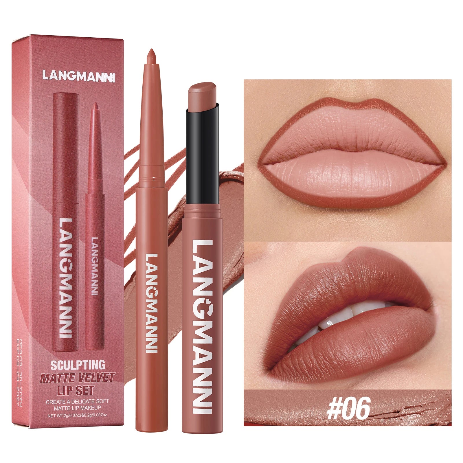 Vabena Waterproof 2-in-1 Lip Liner & Lipstick Set - No Smudge, No Fade