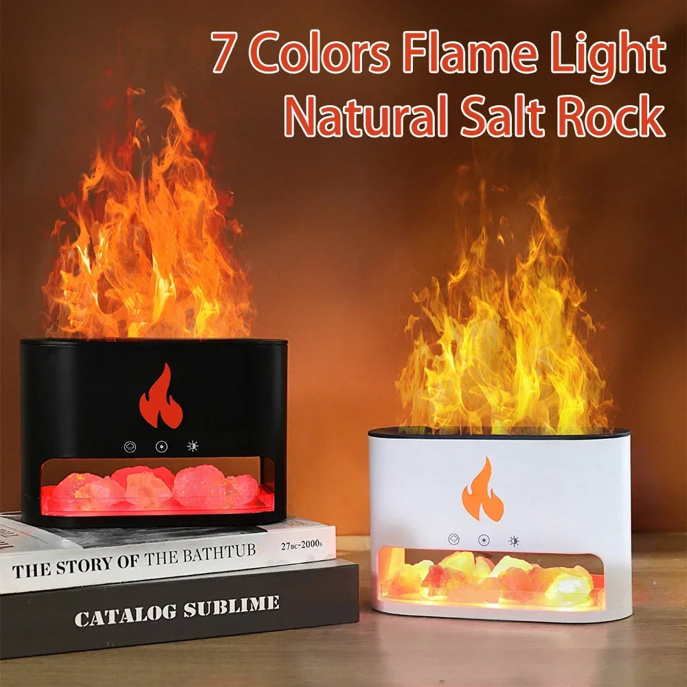 7-Color Flame Volcano Diffuser & Humidifier | Crystal Salt Lamp Fire Effect