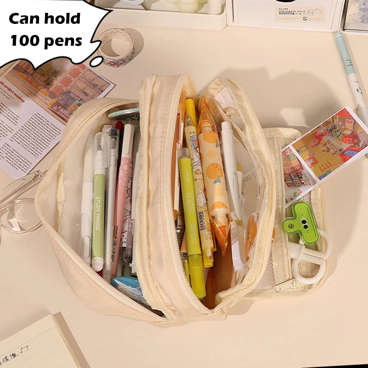 Kawaii Large Capacity Multi-Layer Pencil Case & Makeup Storage Bag | Vabena
