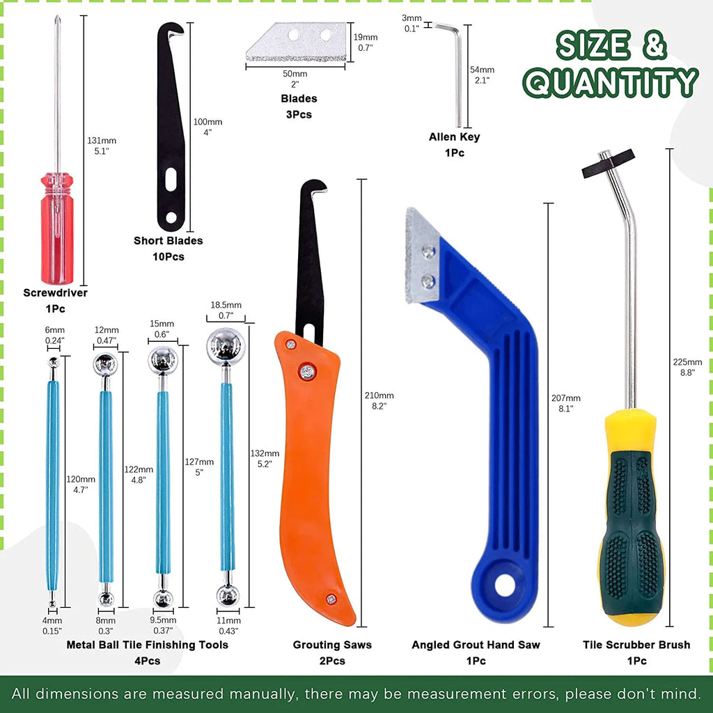 22-Piece Grout Removal Tool Kit - Tile Cleaning & Repair Set