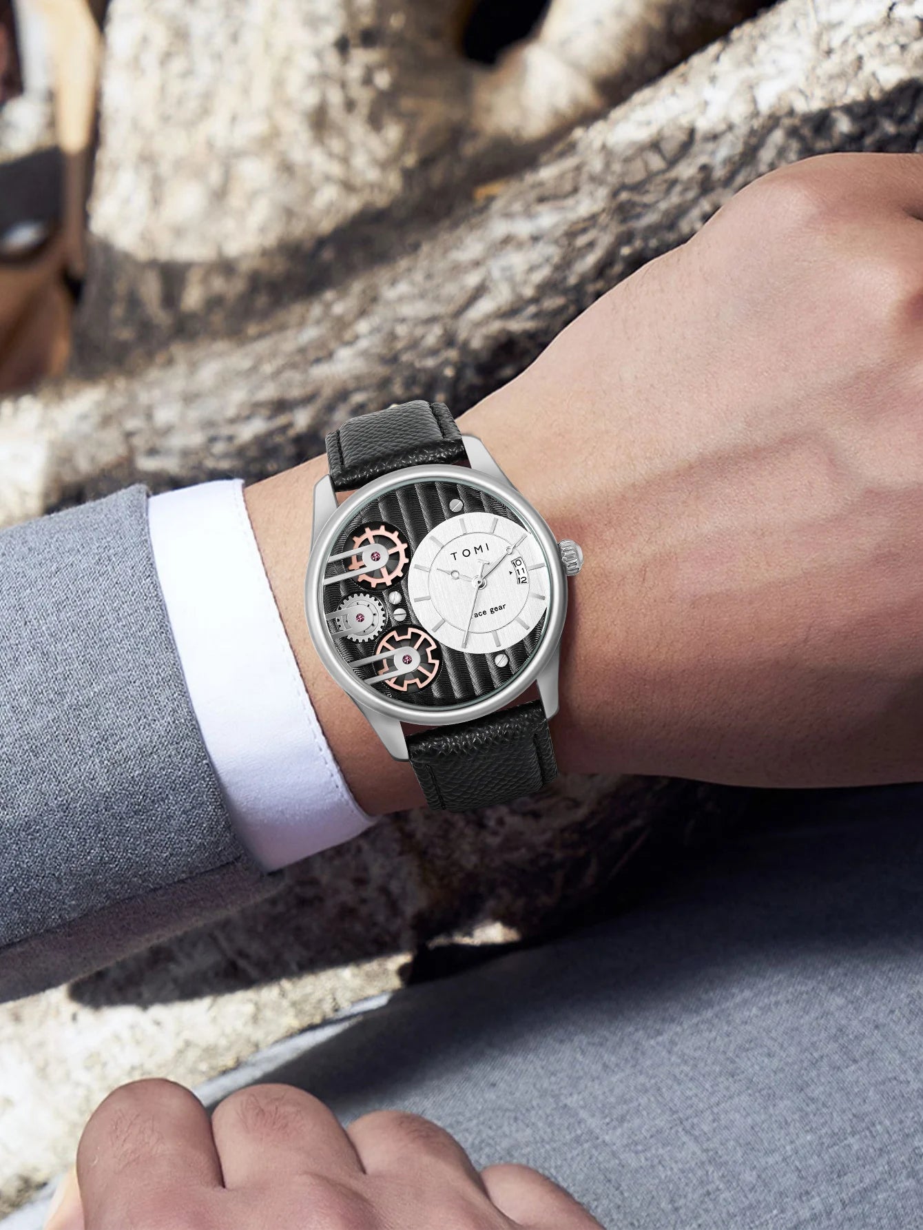 TOMI Men's Luxury Quartz Watch Gift Set - Detachable Strap