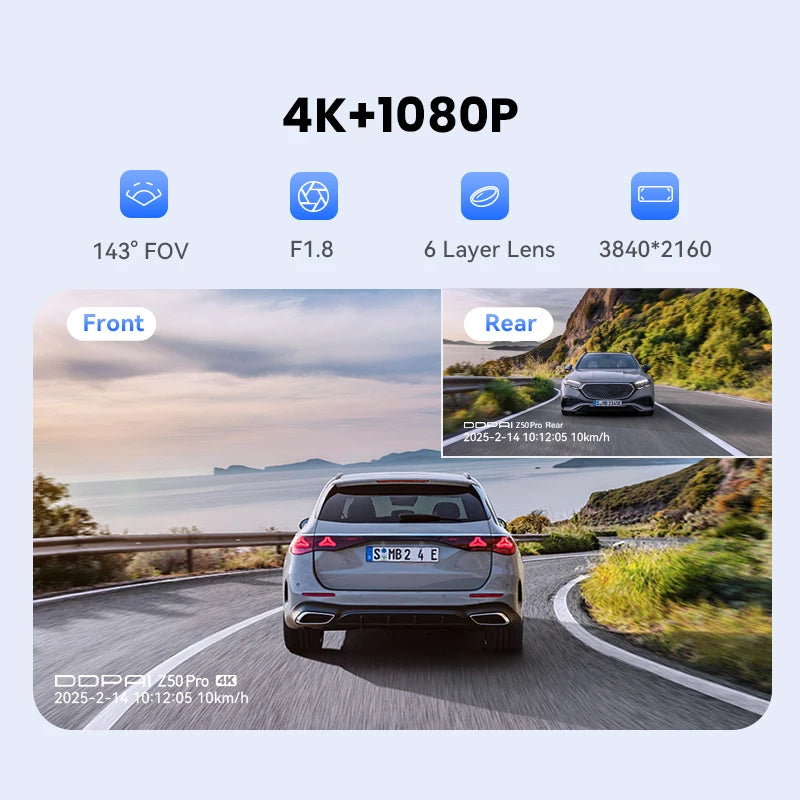 DDPAI Z50 Pro 4K Dash Cam with GPS, ADAS & Night Vision