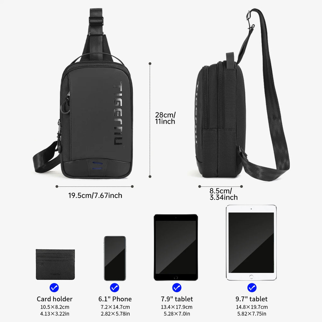 Tigernu Men's Chest Bag - Cool Shoulder & Crossbody for 9.7" iPad