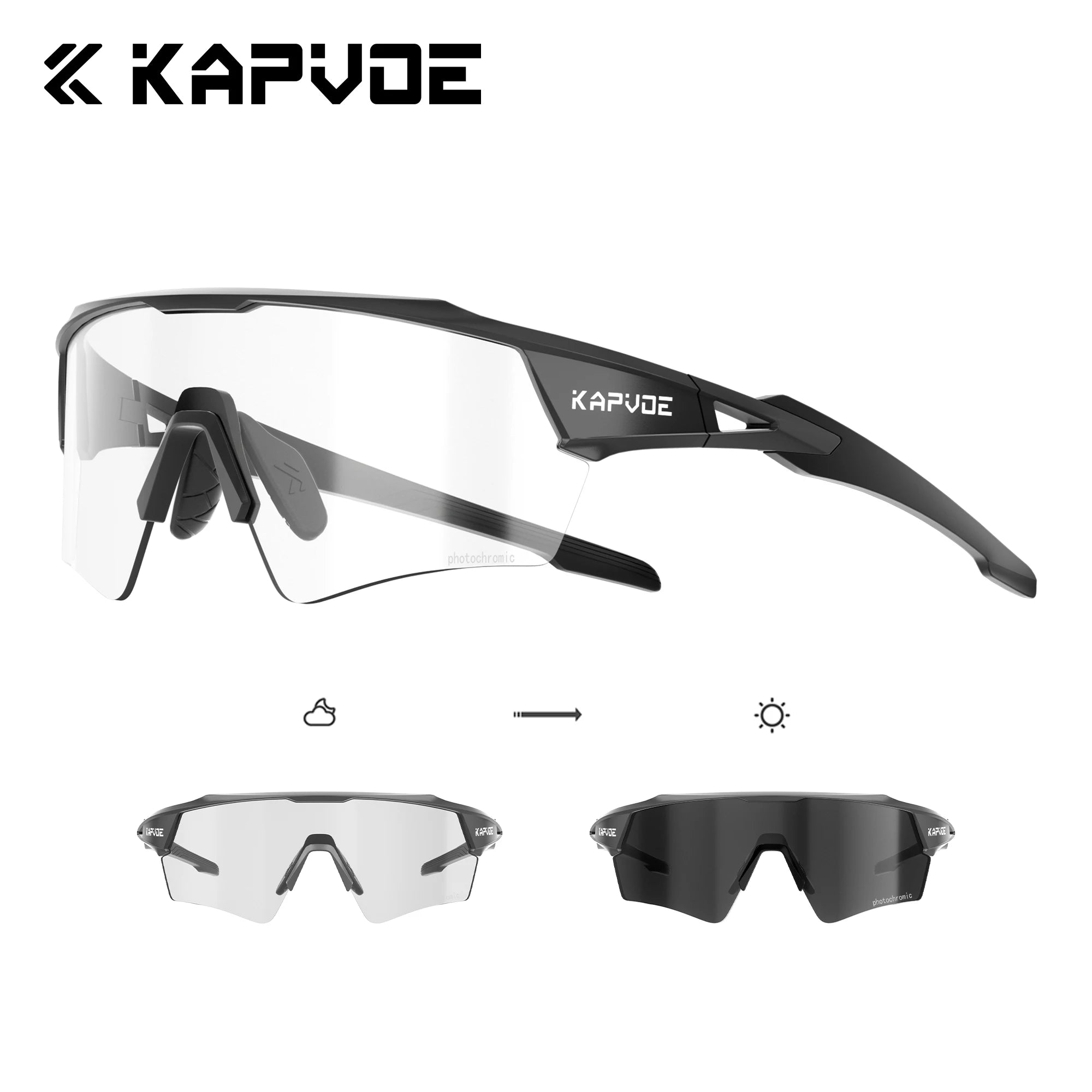 Kapvoe Photochromic Cycling Sunglasses UV400 MTB Road Bike Goggles Men Women