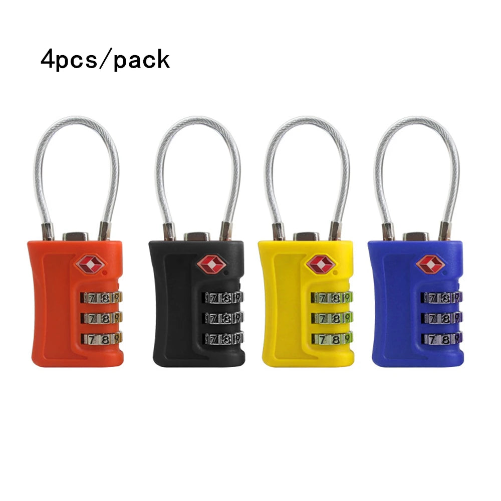 TSA Approved Luggage Locks 4-Pack - 3-Digit Combination Travel Security