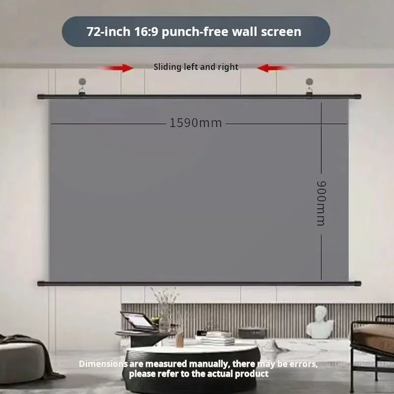 XIAOHUI Anti-light HD Projector Screen 16:9 - No-hole Wall Mount - Home Theater (60-133in)