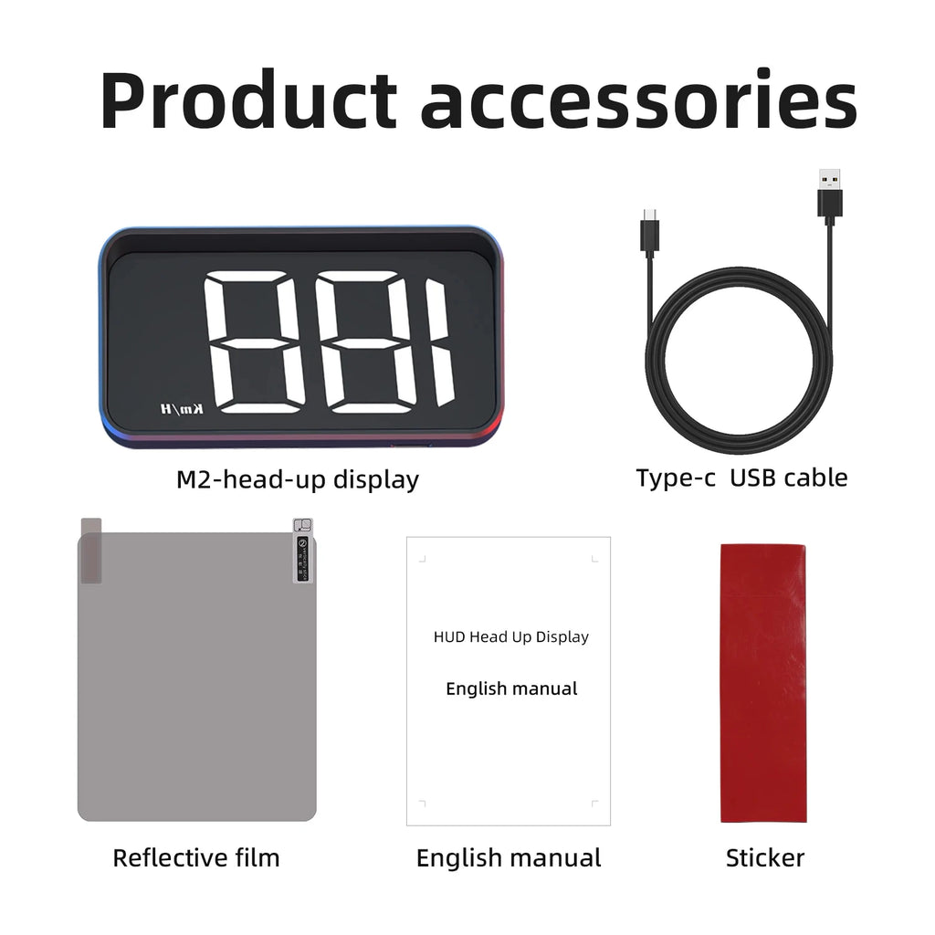 M2 HD Car HUD Windshield Projector | GPS Speedometer Display