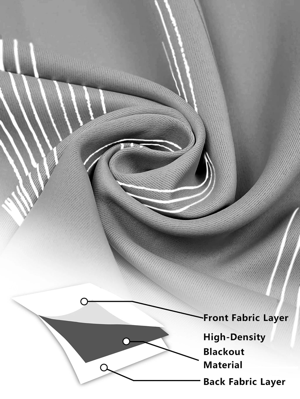 High Precision Silver Embossed Wave Blackout Curtain - Light & Heat Control
