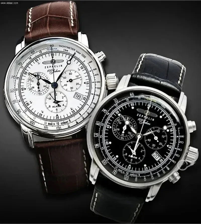 Zeppelin Airship Automatic Date Watch - Men's Luxury Leather Waterproof