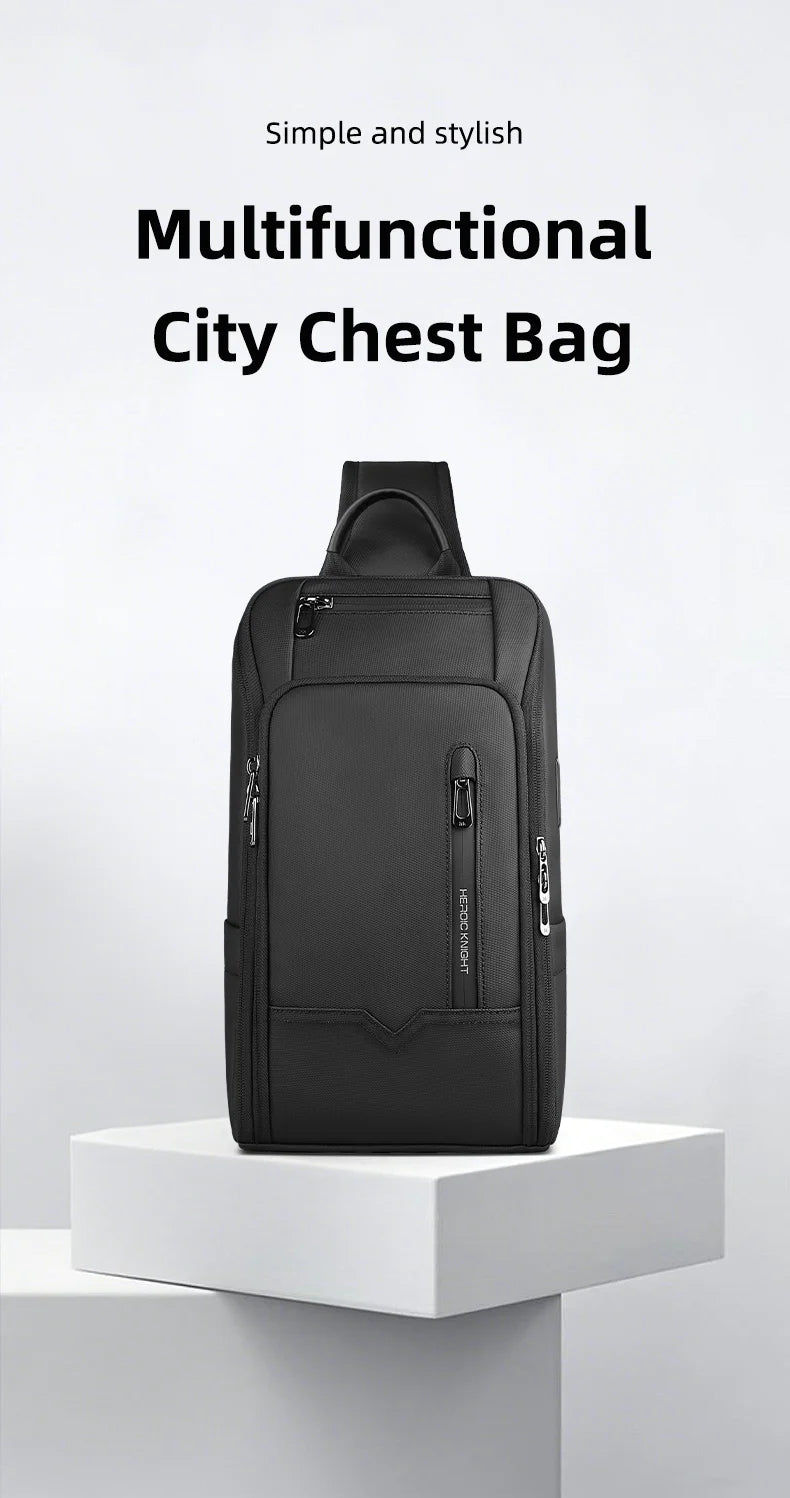 HK Anti-Theft Men's Shoulder Bag | Waterproof USB Chest Sling