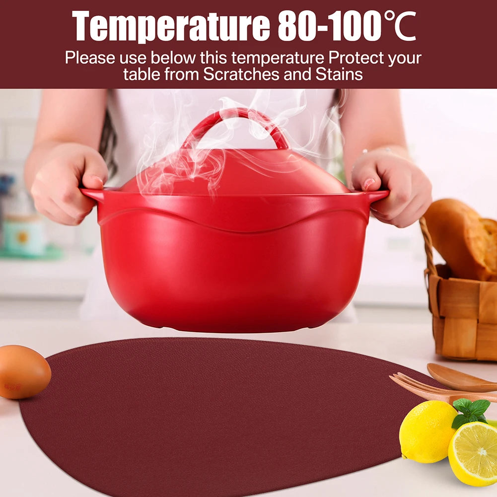 Modern Irregular PU Leather Placemats - Waterproof & Reversible Dining Table Mats