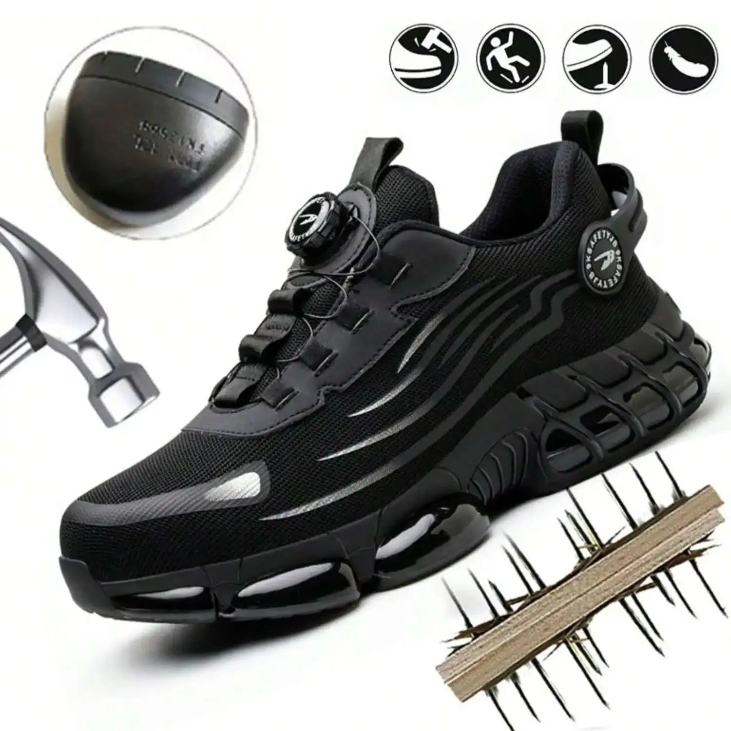 Vabena Lace-Free Steel Toe Safety Sneakers for Ultimate Work Comfort