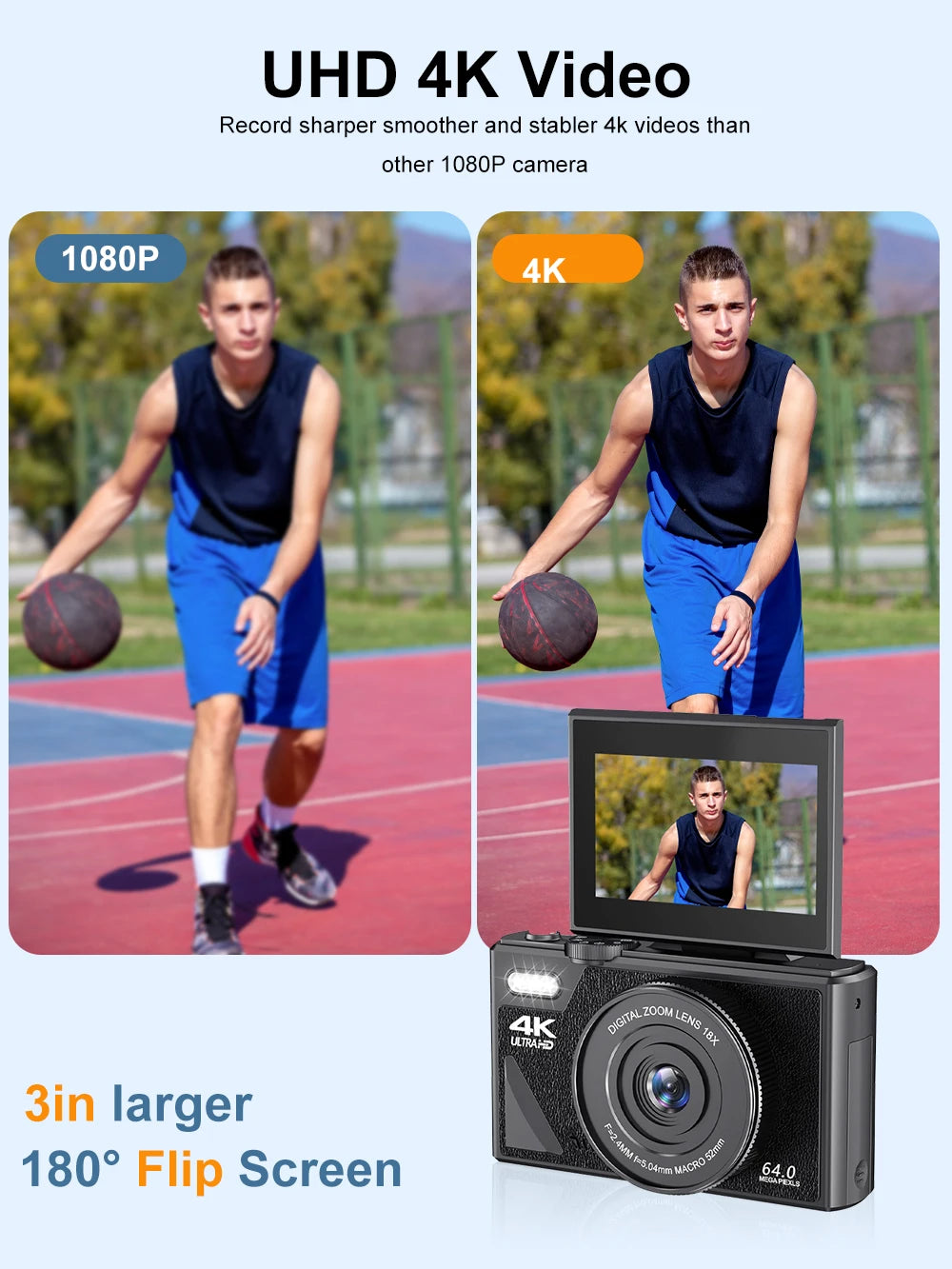 Ourlife AC600 4K 64MP Digital Vlogging Camera