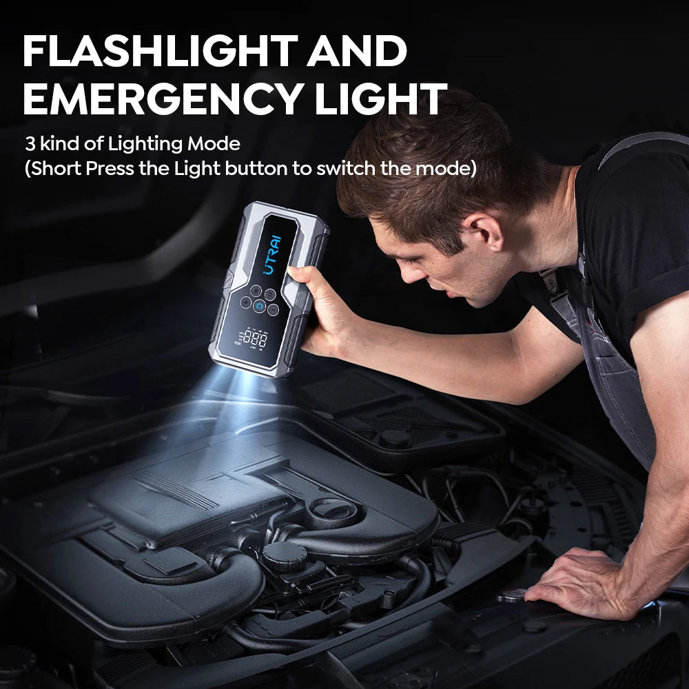 UTRAI 1500A Jump Starter Air Compressor & Power Bank | Emergency Car Kit