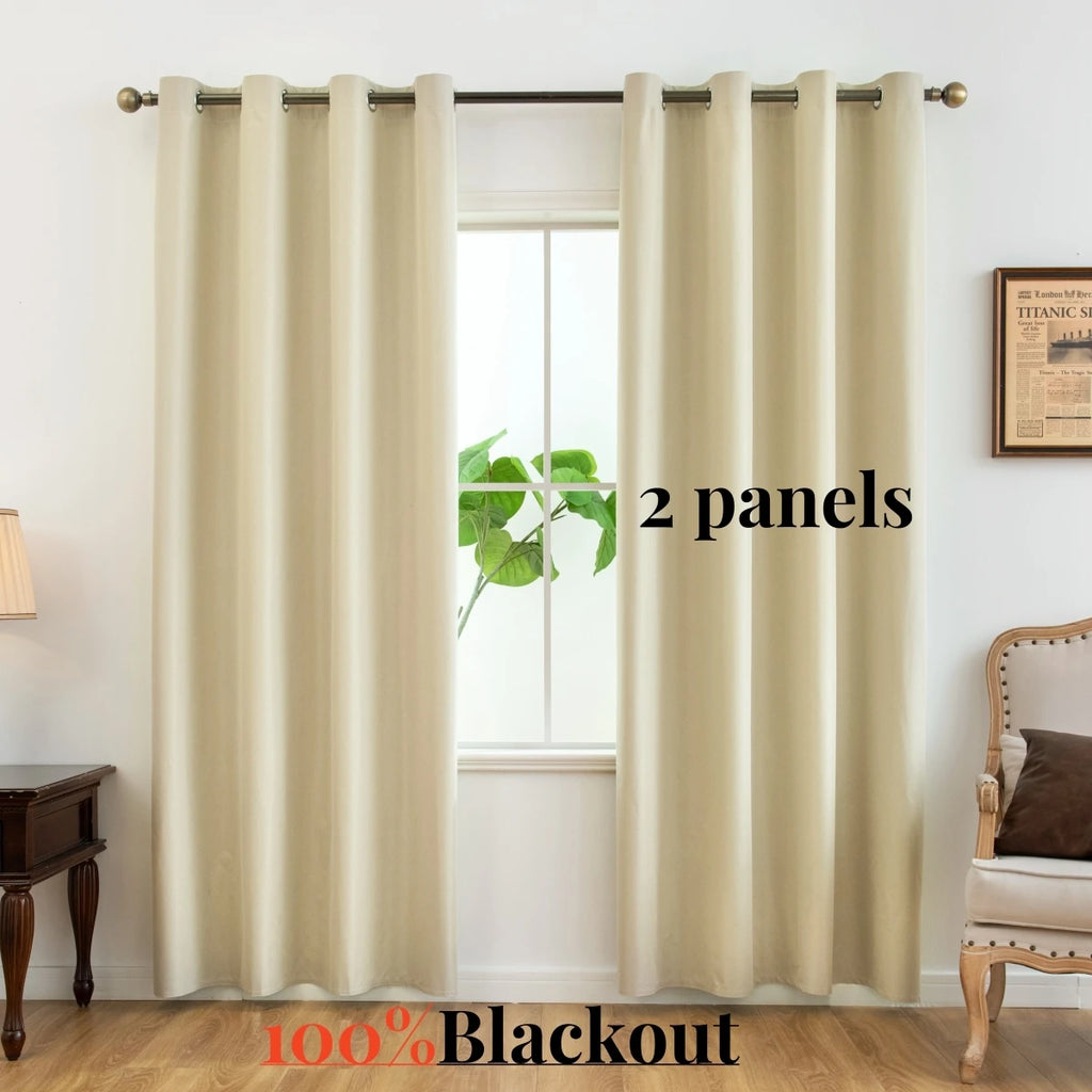 Modern Blackout Curtains - 2 Pcs Set with Coated Lining for Home Decor