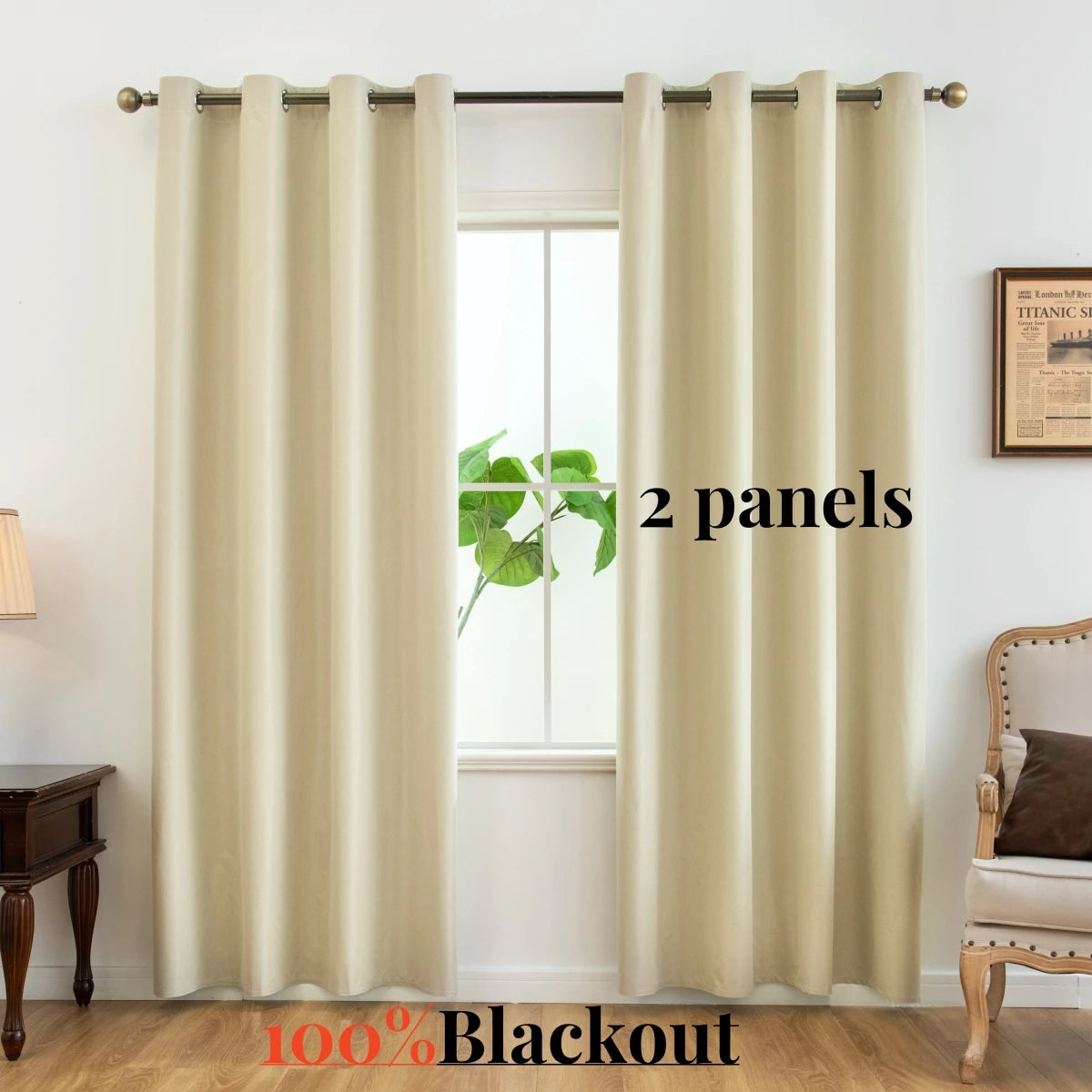 Modern Blackout Curtains - 2 Pcs Set with Coated Lining for Home Decor