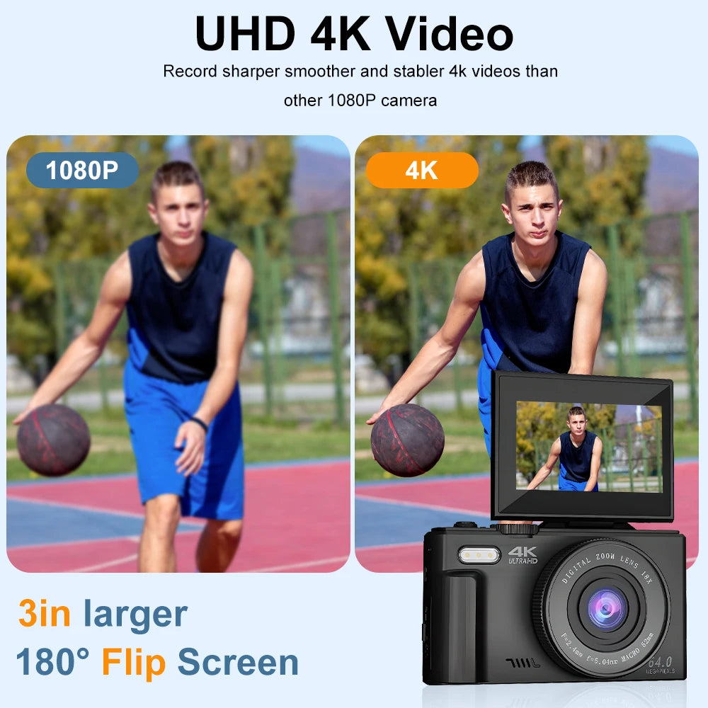 Ourlife AC600 4K 64MP Digital Vlogging Camera