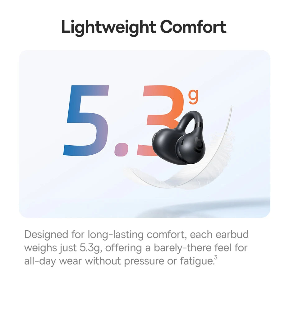 Baseus BC1 Open Ear Clip Earbuds - Wireless Bluetooth 6.0 Sports Headphones with 4-Mics & Super Bass IP55