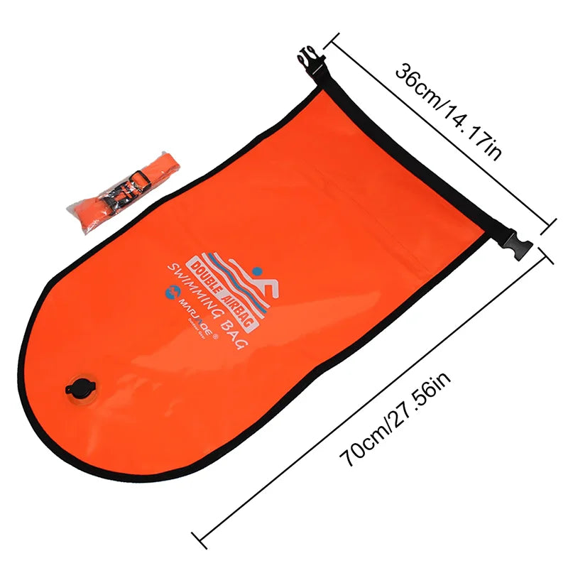 20L Inflatable Open Water Swim Buoy Tow Bag with Double Airbags – Safety & Storage
