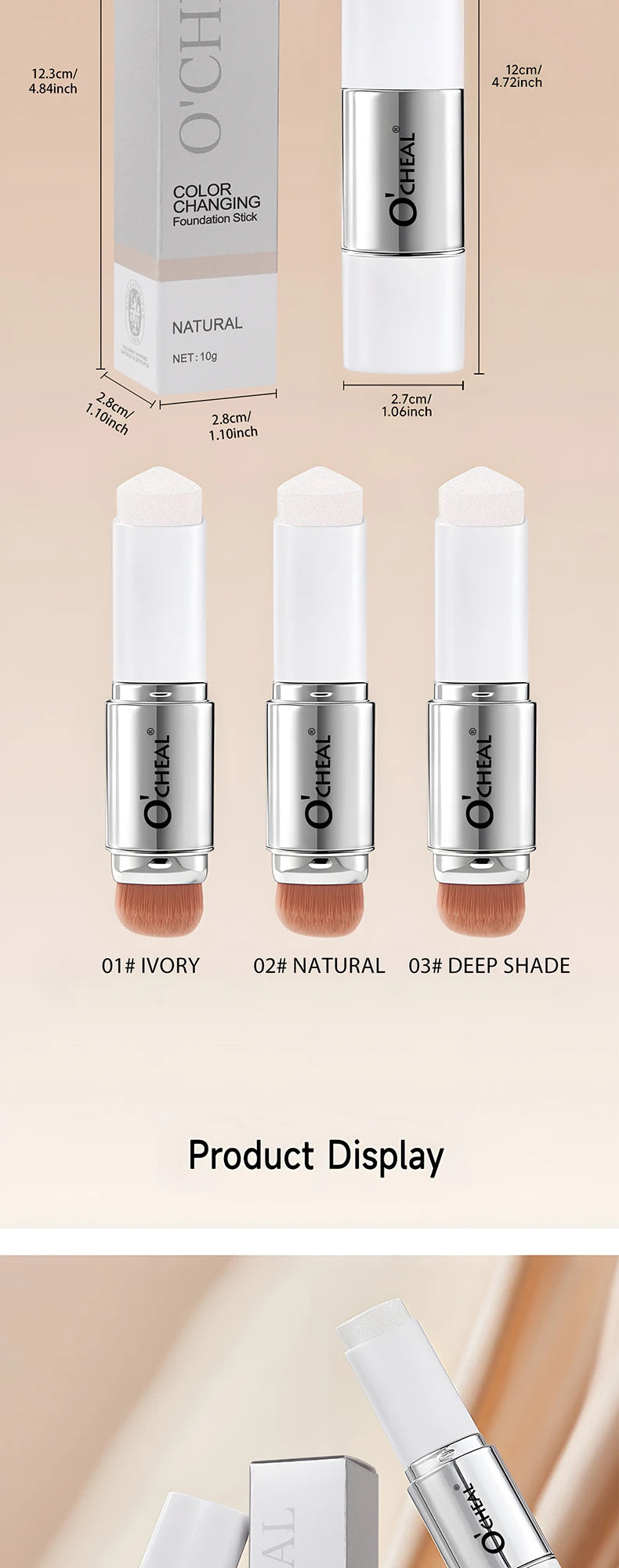 O'CHEAL Dynamic Foundation Stick: Perfect Match, Matte Finish, Blemish Coverage