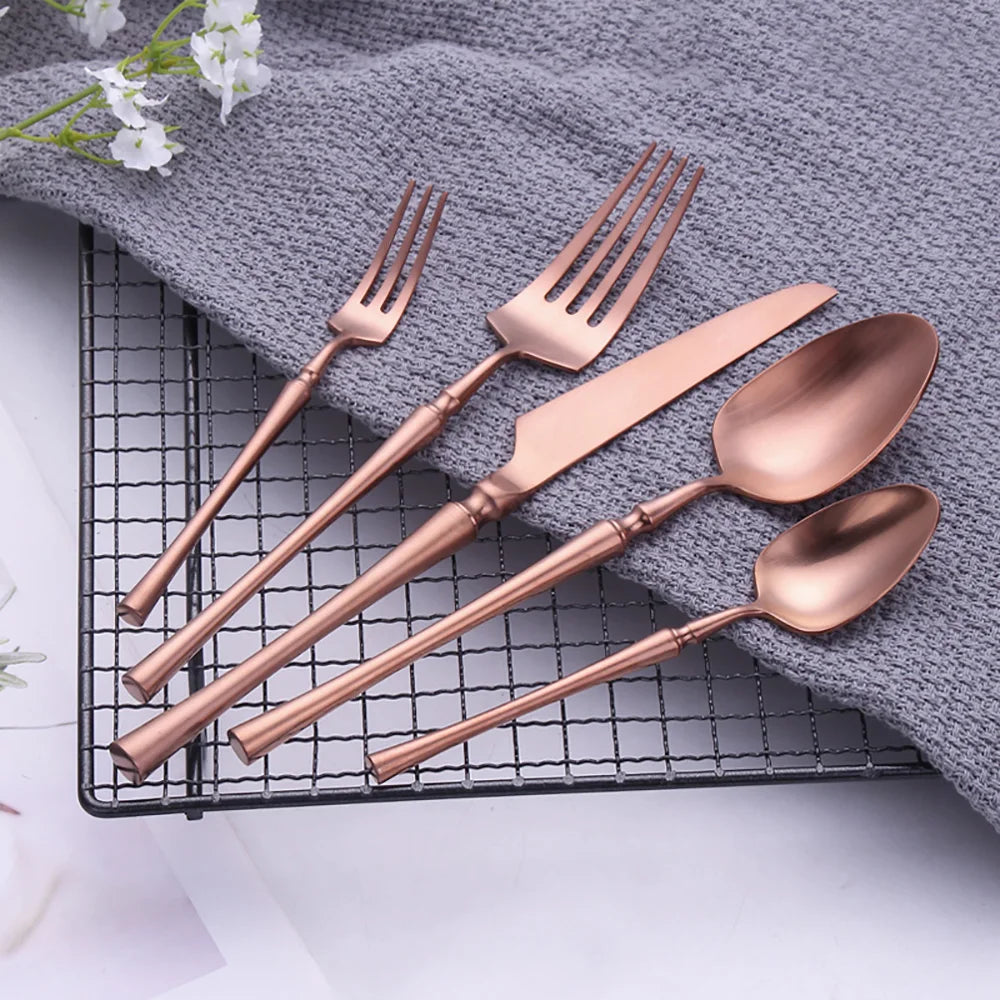 Luxury Gold Cutlery Set - Stainless Steel Dinnerware Flatware (10-30 Pcs)