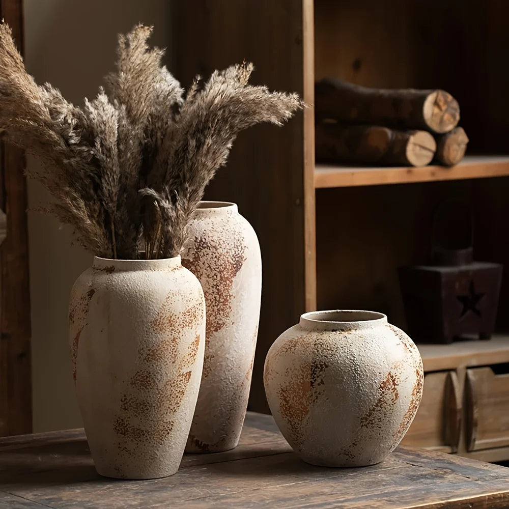 Elegant Retro Ceramic Flowerpot with White Spots – Home & Office Decor