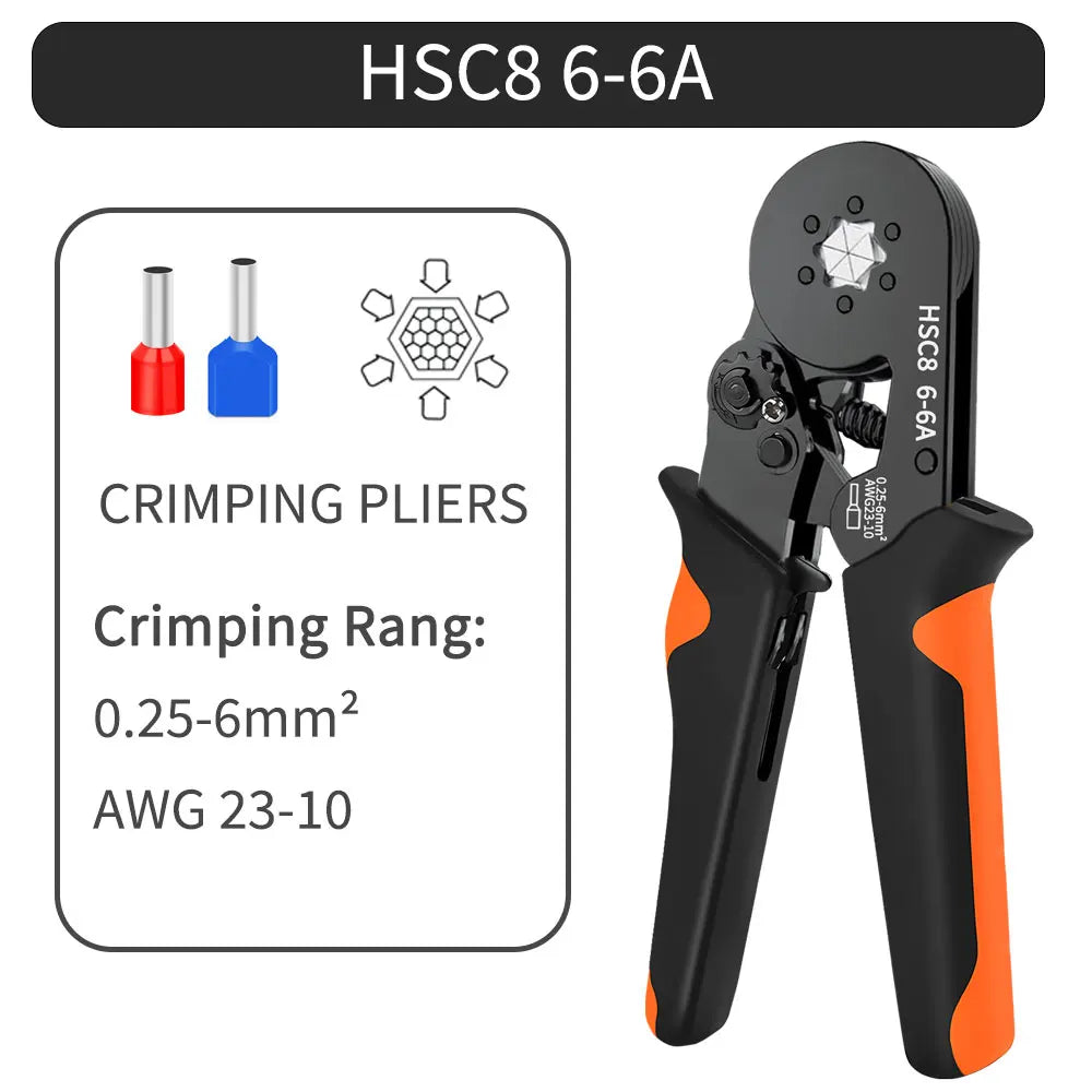 Hexagonal Self-Adjustable Ratchet Ferrule Crimping Tool Kit 23-7AWG | Precision Electrical Connectors