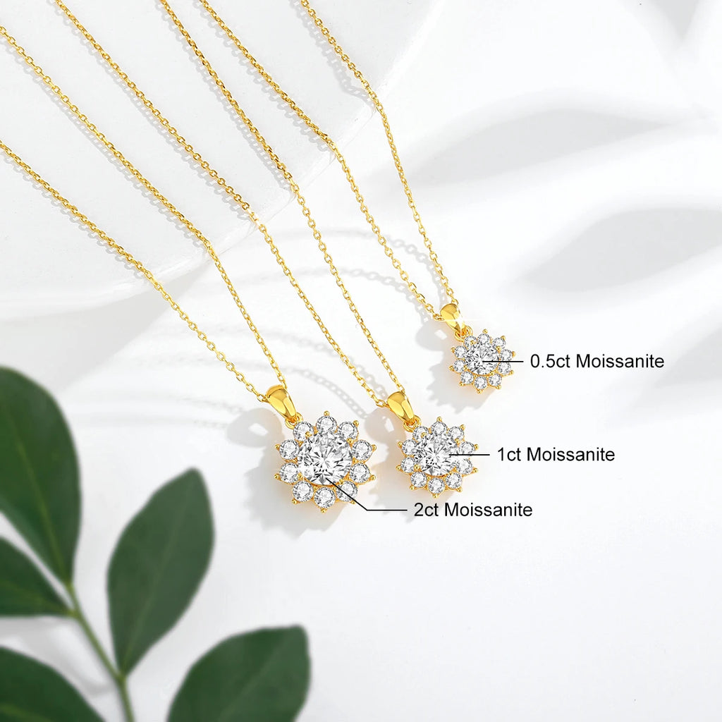 18K Gold Moissanite Bauhinia Necklace - 2ct VVS1 Floral Pendant