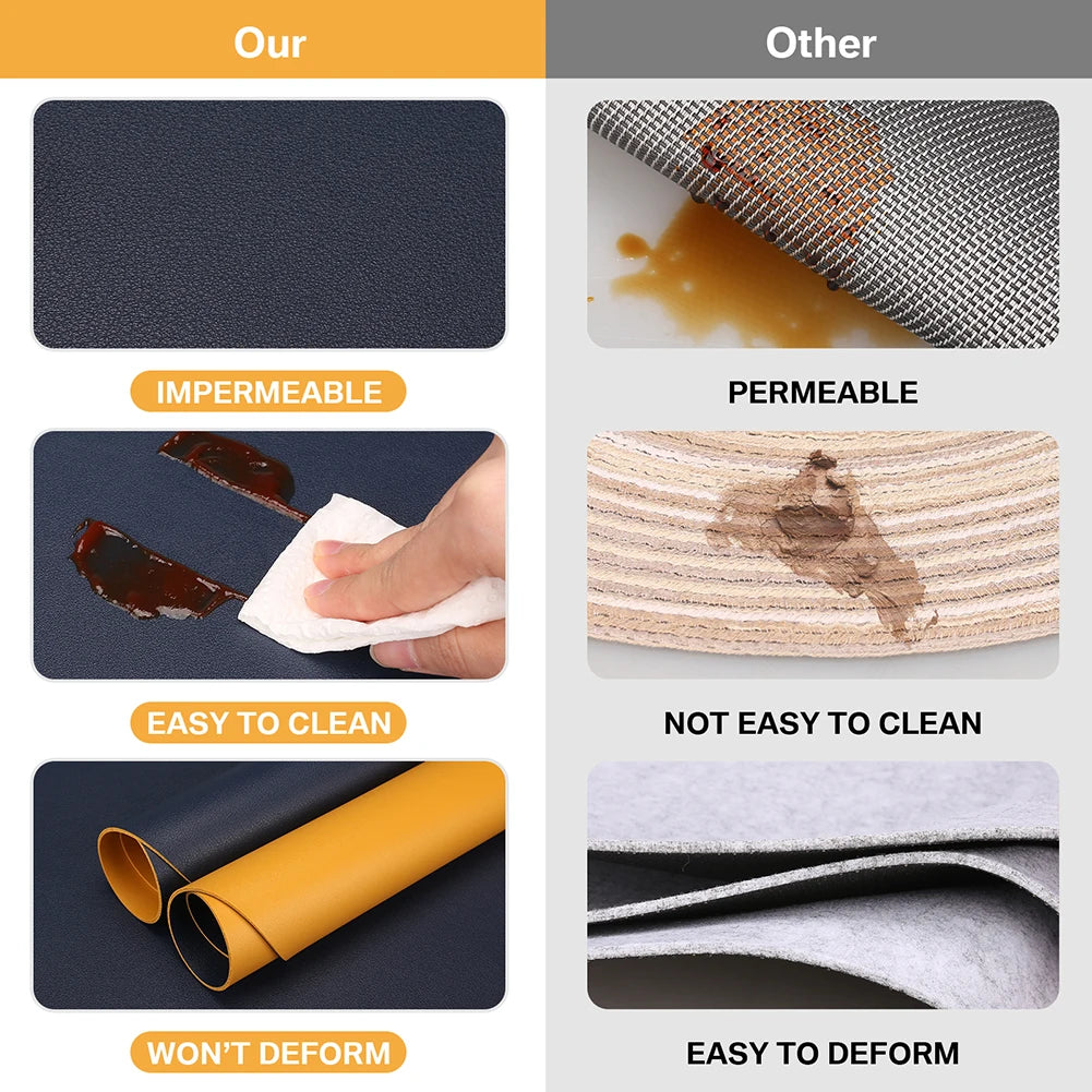 Irregular PU Leather Placemats Set - Oil-Proof & Waterproof Table Mats