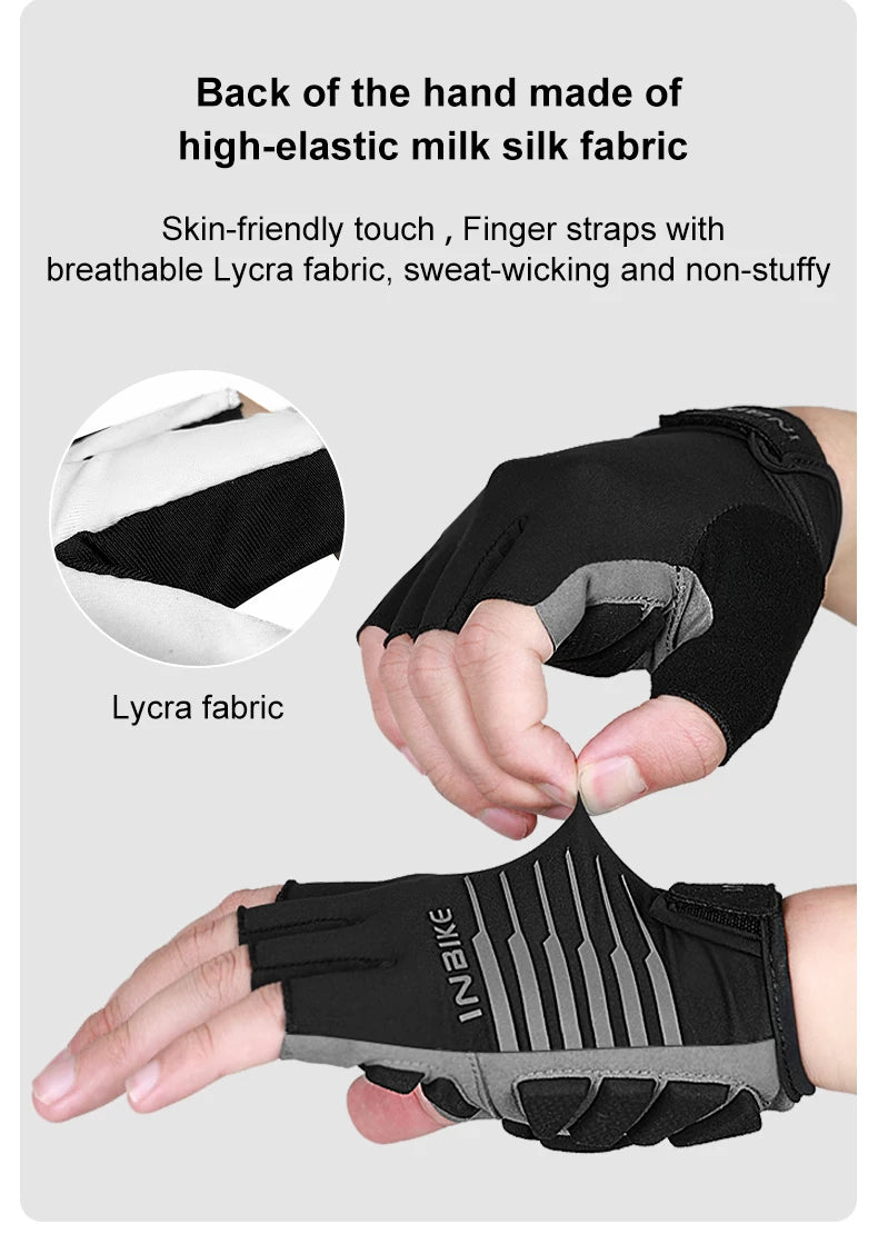 INBIKE Shockproof Gel Pad Cycling Gloves - Half Finger Summer Sport