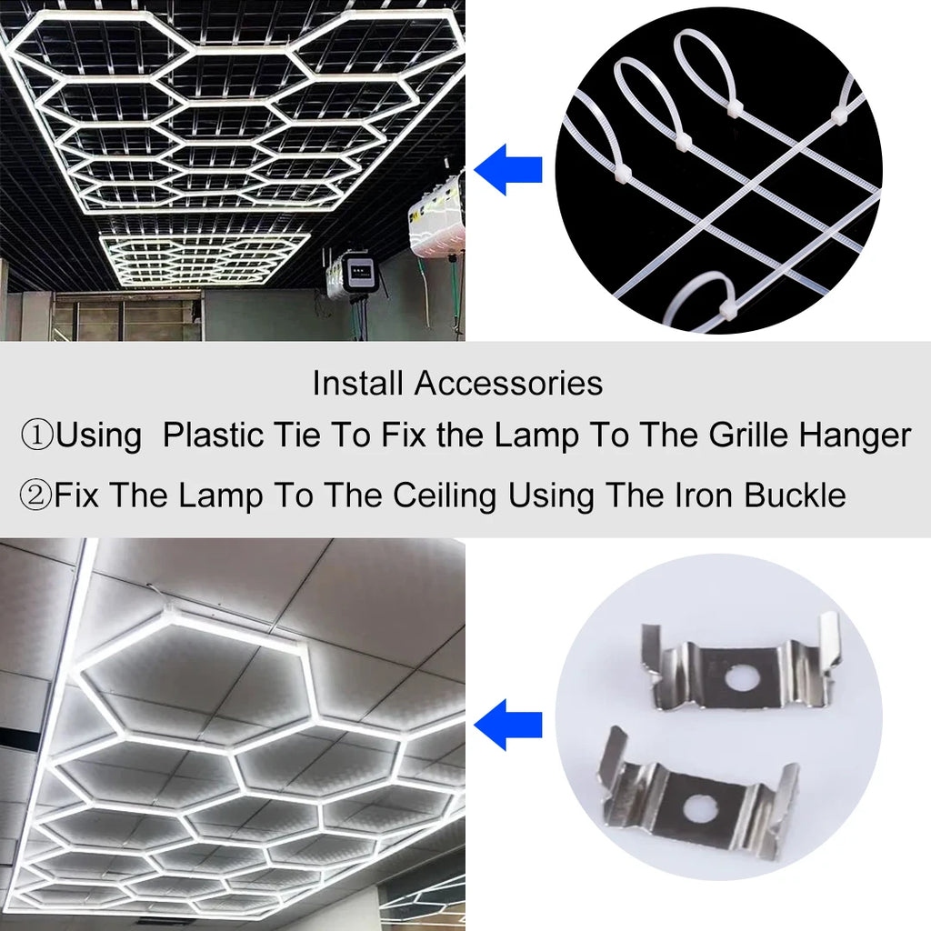 Garage Hexagon LED Light 50000H 6500K Ultra Bright
