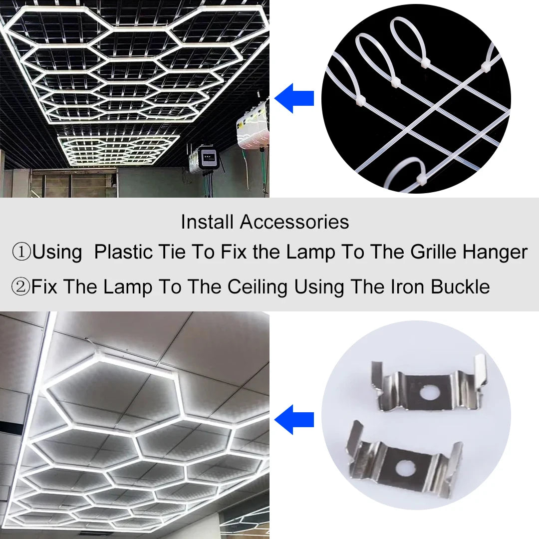 Garage Hexagon LED Light 50000H 6500K Ultra Bright