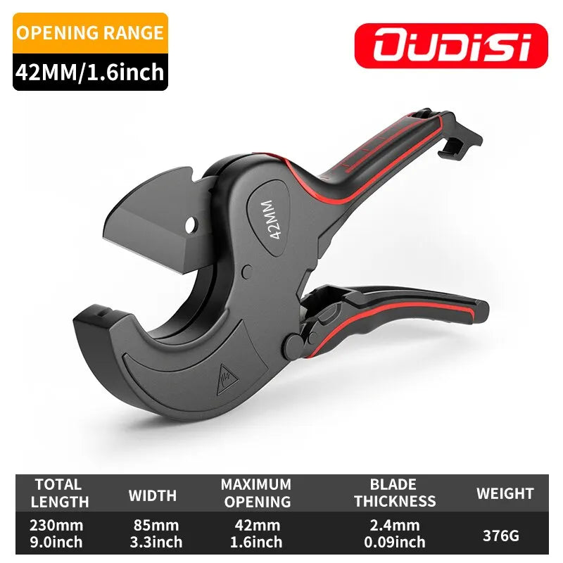 Aluminum Alloy Ratchet Pipe Cutter 42-75mm - PVC/PE/PP Hose Tool