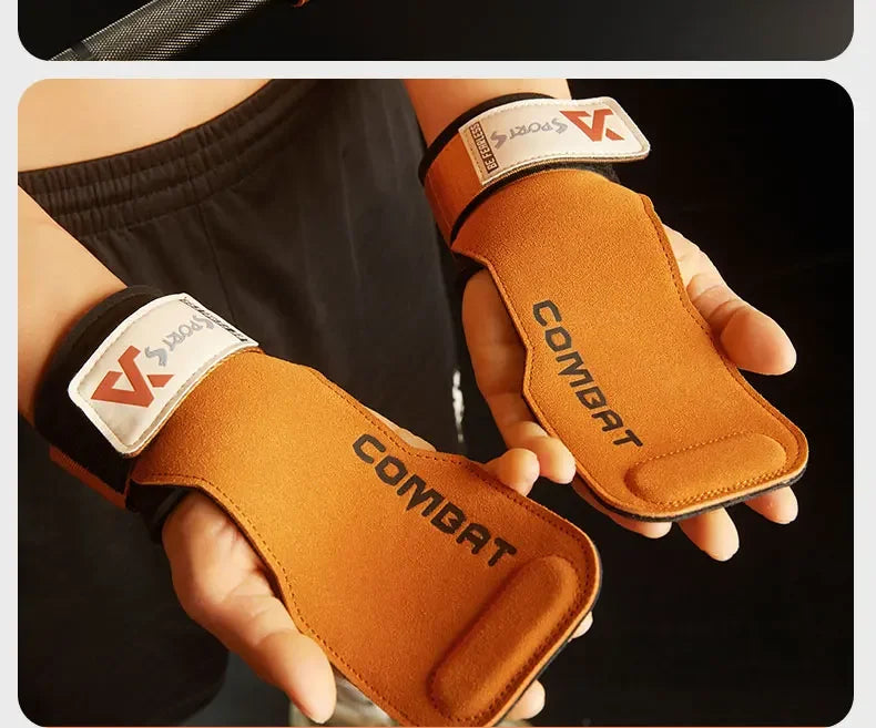 Professional Cowhide Gym Grips - Anti-Skid Weightlifting Pads
