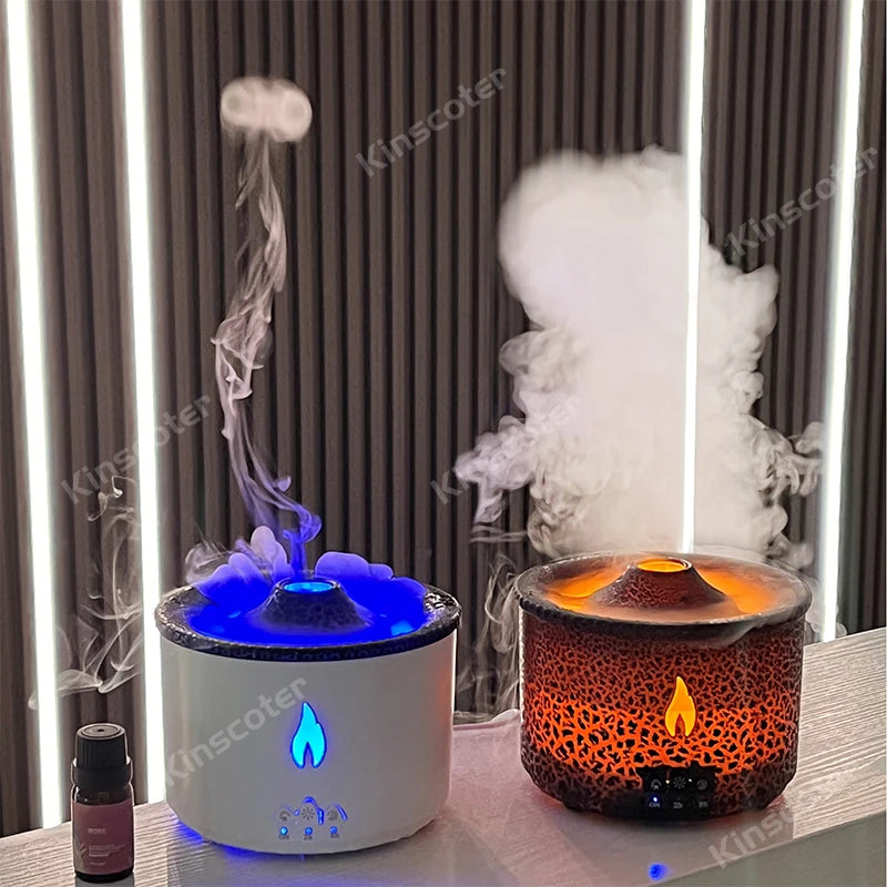 KINSCOTER Volcano Flame & Jellyfish Aroma Diffuser - 360ml Essential Oil Humidifier